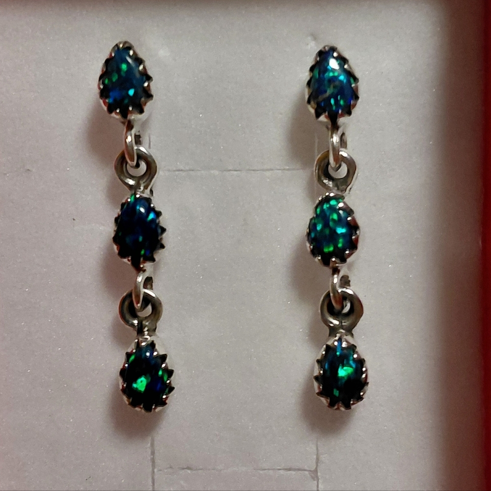 Elegant Aurora Opal Drop Earrings - Picture 4 of 7